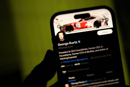 Paris, France - Jul 20, 2024: George Kurtz, CEO of CrowdStrike, is highlighted on his Twitter X...