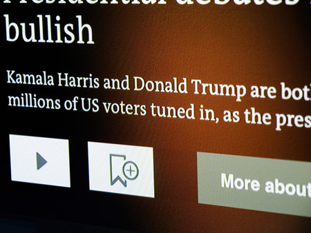 Paris, France Sep 11, 2024: : A close-up shot of an online article discussing the presidential...