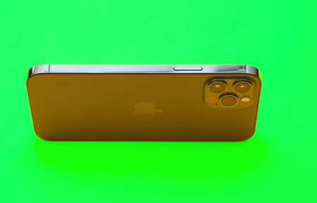Paris, France - Oct 26, 2020: Back view of an iPhone 15 Pro with its sleek design and triple-camera...