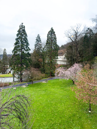 A picturesque view of Schlossberg Hill seen from the Schlossbergbahn in Freiburg im Breisgau,...