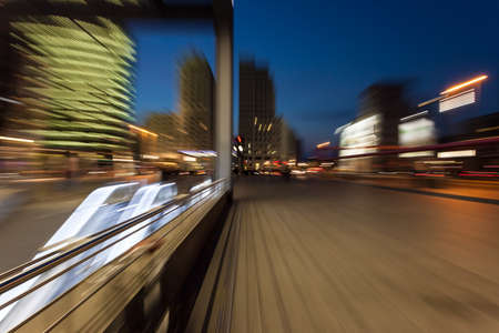dynamic effect at Potsdamer Platz in Berlin at the blue hourの写真素材
