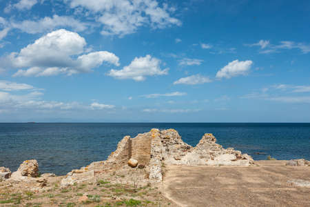 Roman ruins of ancient Nora in Sardiniaの写真素材