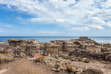 roman ruins of ancient Nora in Sardiniaの写真素材