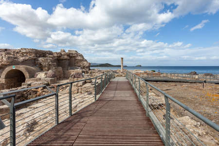 roman ruins of ancient Nora in Sardiniaの写真素材