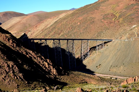 The viaduct "La Polvorilla", huge railway bridge on the train to the clouds, Salta, Argentinaの写真素材