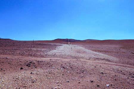 The end of the 15 km straight sulfur line that joins the Julia mine with the La Casualidad mine. Salta, Argentinaの写真素材