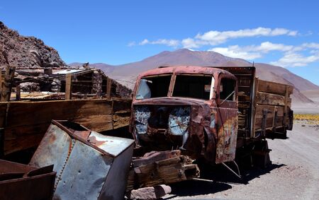 Remains of the settlement that was at the entrance of the Quebrada del Agua. Socompa, Salta, Argentinaの写真素材
