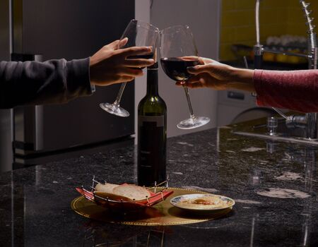A good wine helps to liven up the coronavirus COVID 19 quarantine closureの写真素材