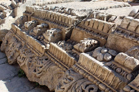 The ruins of the ancient city of Jerash, Jordan close upの写真素材