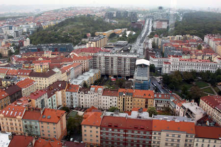View on Prague roofs from aboveの写真素材