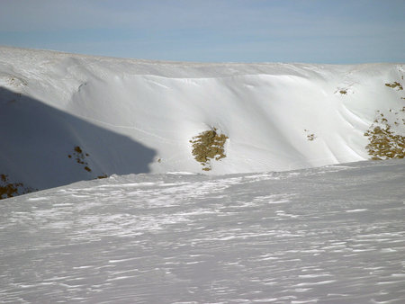 Winter and snow landscape with Godeanu Mountains, Charpatians Mountains in Romaniaの写真素材