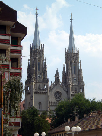 The building of the cathedral Svetog Gerharda, Serbia, Vojvodina, Vrsac townの写真素材