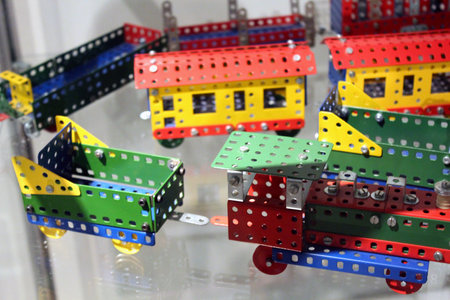 Classic Metal Toy Train with Vintage Designの写真素材