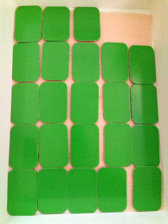 Green Metal Plates Symmetricの写真素材