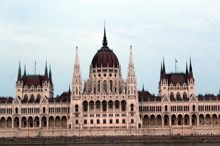 Close View of Hungarian Parliament Facade in Budapestの写真素材