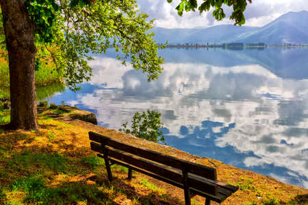 Morning at Kastoria lake, Greeceの写真素材