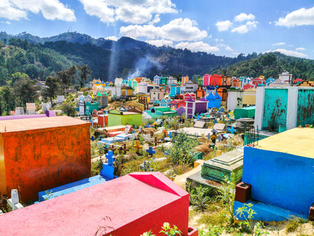 Amazing colorful cemetery in Chichicastenango, Guatemalaの写真素材