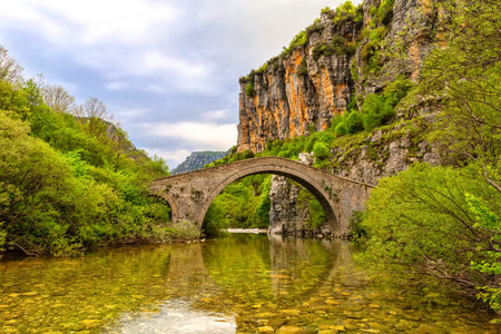 Ancient bridge in Zagori, Greeceの写真素材