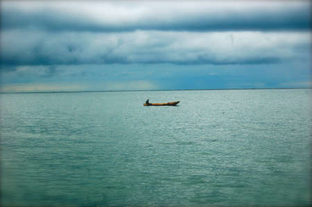 Boat on the stormの写真素材