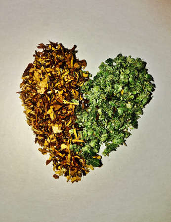 Herb heart marijuana and tobaccoの写真素材
