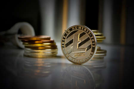Digital currency physical silver litecoin coinの写真素材