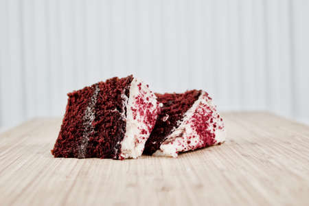 Delicious fruit cake with white chocolate on the top. Tasty food.の写真素材