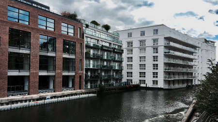 White big building near the river in London Town Centre. Camden.のeditorial素材