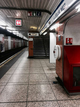 Underground station on Hounslow West in London. Undergroud railway.のeditorial素材