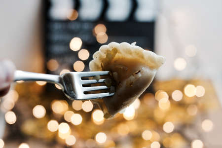 Fresh and tasty christmas dumplings. Delicious food concept.の写真素材