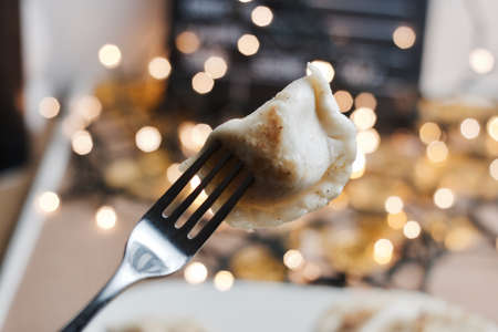 Fresh and tasty christmas dumplings. Delicious food concept.の写真素材