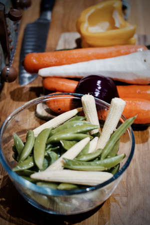 Fresh and tasty vegetables in the kitchen. Vegetarian food concept.の写真素材