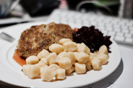 Delicious and fresh lunch in the kitchen. Home food concept.の写真素材