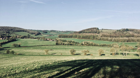 Ibstone - village in England. Green fields. Spring time.の写真素材