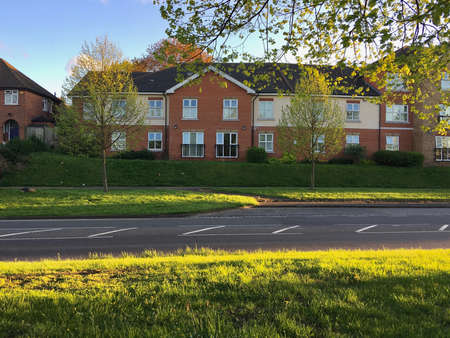 Brick house with windows near the road in Reading. Berkshire.のeditorial素材