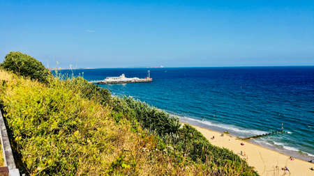 Nice view on beach and pier in Bornemouth in England. Summer concept.の写真素材