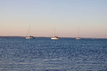 Summer concept. Boats on the water. Ocean in England.の写真素材