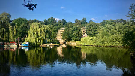 Beautiful river in Maidenhead. Summer water concept.の写真素材