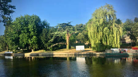 Beautiful river in Maidenhead. Summer water concept.の写真素材