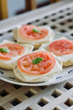 Home made, cheese and tomato sandwich. Food concept.の写真素材
