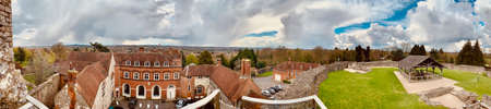 Old castle ruins in Farnham. England. United Kingdom. Castle & Garden. Panoramic.の写真素材