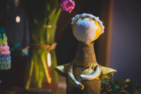 Beautiful wool handmade decoration. Knitting and crochet. Handmade crocheting crafts. DIY.の写真素材