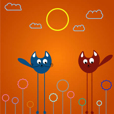 Fancy catsのイラスト素材