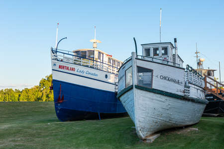 Boats of the Marine Museum of Manitoba in the city of Selkirk, Manitoba, Canada.のeditorial素材