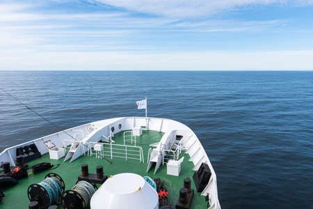 Magdalen Islands, Quebec, Canada - 28 August 2020: View of the sea during the voyage on the ferry boat of the CTMA between the Magdalen Islands (Iles-de-la-Madeleine) and Souris (Prince Edward Islandのeditorial素材
