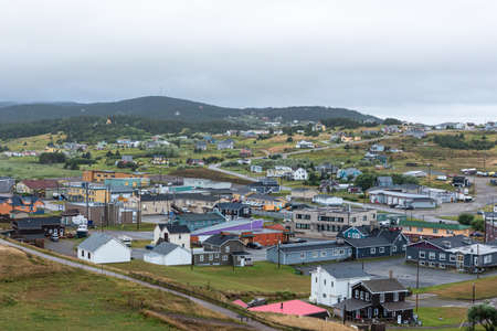 Cap-aux-Meules, Quebec, Canada - August 30, 2020: The city center of Cap-aux-Meules in the Magdalen Islands (Iles-de-la-Madeleine).のeditorial素材