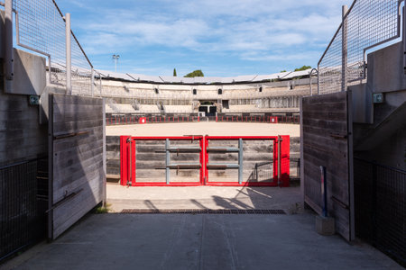 Var, Provence-Alpes-Cotes-d'Azur, France â 24 May 2022:Entrance in the historic monument of the Frejus Roman Amphitheaterのeditorial素材