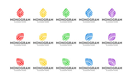 collection of monogram logos and investment or growth logos. icons for business finance, investment, simple and modern. vector premium.のイラスト素材