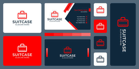 suitcase logo and filmstrip logo. business card designのイラスト素材