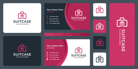 suitcase logo and law building logo. business card designのイラスト素材