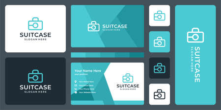 suitcase logo and magnifying glass logo. business card designのイラスト素材